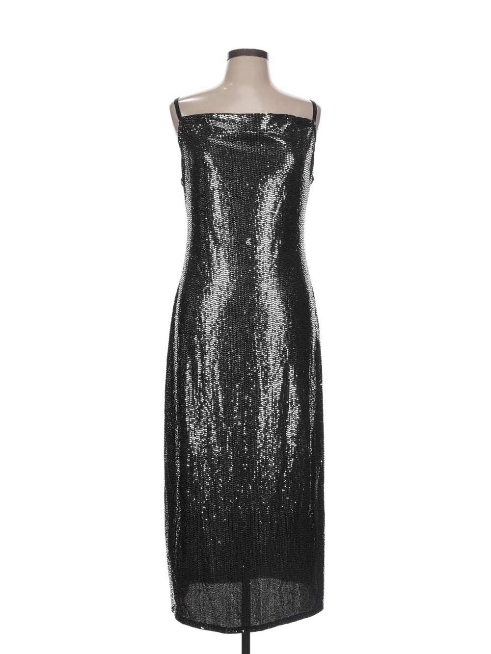 bebe Black Sequin Midi Slip Dress